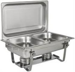Good Mama Rectangular Double Pan Chaffing Dish 10 Litre Stainless Steel - Chafing Dish With Two Food Pans Removable Lid One Steam Pan