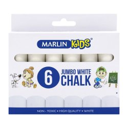 Marlin Kids White Chalk Jumbo 6'S Pack Of 12