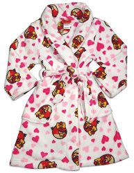 Angry Birds - Little Girls' Microfiber Angry Birds Robe White Pink Red 31447-6