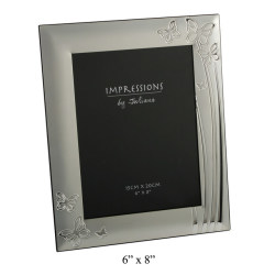 2 Tone Silverplated Photo Frame Butterfly Design 6 Inch X 8 Inch