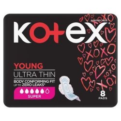Kotex Young Ultra Thin Pads Super 8 Pack Plus Wings