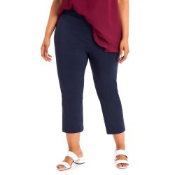 Donnay Plus Size Cropped Bengaline Pants With Side Slit - Ink