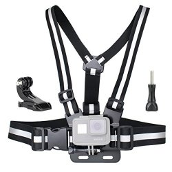 Soonsun Chest Mount Harness Compatible With Gopro Hero 8 Black Hero 7 6 5 Black 7 Silver 7 White Hero 4 3 2 1 Session Dji Osmo Action Cameras - Fully Adjustable Chesty Strap