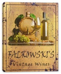 J Edgar Cool Falkowski's Family Name - Many Designs Available - Vintage Wines Gallery Wrapped Canvas Sign 3 Sizes Available - 11" X 14