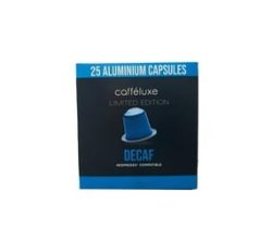 Caffeluxe Decaf 25 Aluminium Coffee Capsules Nespresso Compatible