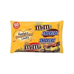 Mars Chocolate Halloween Peanut & Peanut Butter Lovers Fun Size Candy Bars 27-OZ. 50-PIECE Bag