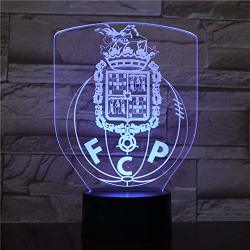 LLWWRR1 Futebol Clube Do Porto LED Night Light 3D Illusion Fc Porto Soccer Dragoes Logo Fcp Night Lamp Table Bedside Children Kids