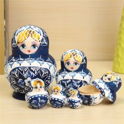 Russian 10 Pieces Russian Wood Nesting Doll Matryoshka Stacking Dolls Toy Gift