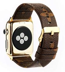 Goke Brown Flower Lv Printed Luxury Pu Vegan Leather Watch Band Strap Compatible For 42MM Apple Watch Series 3 2 1 Brown Flower 42MM