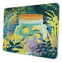 Rectangular Mousemat Mousepad Surreal Forest Landscape With Magic Bugs In The Glass Jar Ferns Trees Woodland 8.3 X 10.3 In