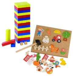 Wooden Toys Block Tower & Tap Farm Game