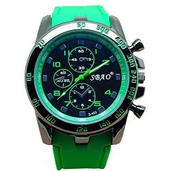 Men Wrist Watch - Sbao Stainless Steel Luxury Sport Analog Quartz Modern Men Fashion Wrist Watch Green