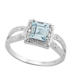 Lovely Genuine Light Blue Topaz 925 Sterling Silver Engagement Women's Ring