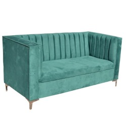 Divine Pleated Couch - 3 Divisional Seater Sofa In Green Velvet