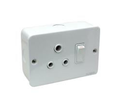 Alphacell Switch Industrial Wall Socket Plug Single White