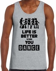 Awkward Styles Men's Life Is Better When You Dance Funny Tank Tops Grey 2XL