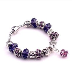 Gorgeous Jewelry Purple Geometry Pendant Diy Crystal Beads Owl Pattern Bracelets Of Pandora Jewellery