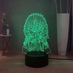 Laysinly The Game Of Thrones 3D Creative Illusion Desk Lamp LED Night Light Symbol Of Rights Iron Throne USB Touch Table Lamp Kids Bedroom