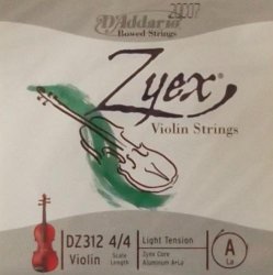 D'addario Zyex Violin String - Single A String Full Size Light Tension