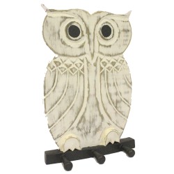 Wooden Coat Hanger - Owl Whitewash