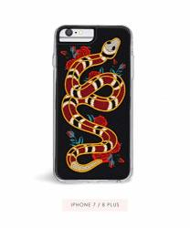 Zero Gravity Compatible With Iphone 7 PLUS 8 Plus Strike Phone Case - Embroidered Snake And Rose Design - 360 Protection Drop Test Approved