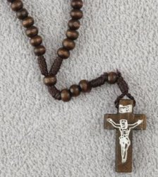Santos Wooden Knotted Rosary - Dark Wood