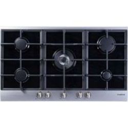 90CM Gas Hob With 5 Gas Burners Incl. Triple Flame Stainless Steel And Black