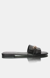 Ladies' Front Strap Sandals - Black - Black UK 6