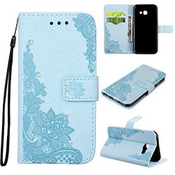 Hhf Coperture E Custodie For Samsung Galaxy A5 2017 Embossed Phenix Flower Bling Shining Resin Rhinestone Pattern Pu Leather Wallet Case With Lanyard Card