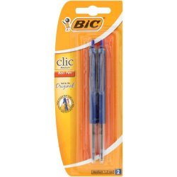 BIC Clic Medium Pens Blue 2 Pack