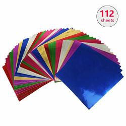 Wowoss 112 Sheets Foil Cardstock Metallic Mirror Board Sheets For Arts And Crafts 7 Colors 6X6 Inch Foil Origami Folding Paper Scrapbook Paper Diy Card Invitation Supplies