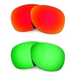 Mens Hkuco Replacement Lenses For Ray-ban Wayfarer RB2132 55MM Red emerald Green Sunglasses