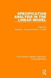 Specification Analysis In The Linear Model Hardcover
