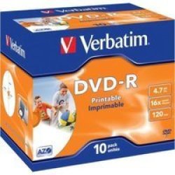 Verbatim DVD-R Printable 16x Jewel Case 10 Pack