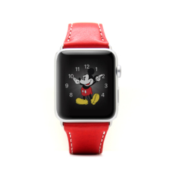 D6 Italian Minerva Box Leather Strap For Apple Watch 42MM - Red