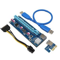 Bitcoin Mining Dedicated Card Dr.meter 1-PACK Ver 006 Pci-e 16X To 1X Powered Riser Adapter Card W 60CM USB 3.0 Extension Cable &
