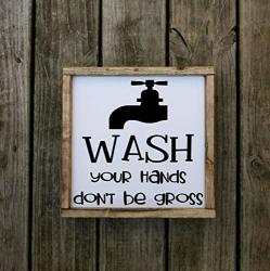 Wash Your Hands Square Farmhouse Style Framed Sign Multiple Sizes Available