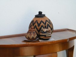 Set Of 3 Woven Ornamental Pots