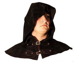 Medieval-SCA-Re enactment-LARP-Cosplay-Gothic-Steampunk Leather Hero Hood 