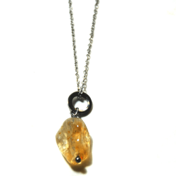 Atenea Add A Dangle Handmade Natural Citrine Nugget Gemstone Pendant On Stainless Steel Ring