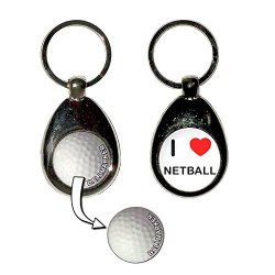 I Love Heart Netball - Golf Ball Marker Key Ring