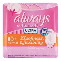 Always Ultra Sanitary Pads Cotton Soft Normal 10'S