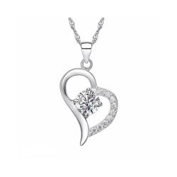 Cde 925 Sterling Silver Unique Heart Necklace With Aaa Zircon