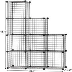 9 Cube Wire Metal Grid Bookcase Shelf Storage Cabinet Organizer
