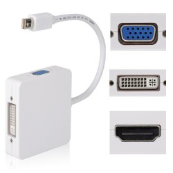 3 In 1 Mini Display Port Thunderbolt To Dvi Vga Hdmi Adapter For Mac Book Imac Mac Book Air Pro