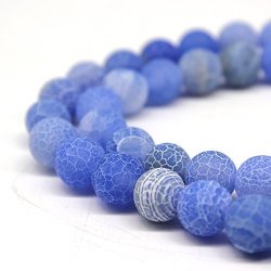 Jartc Natural Light Blue Frosted Agate Round Stone Beads For Jewelry Making Diy Bracelets Necklaces 6MM