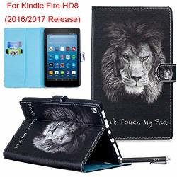 Newshine Fire HD 8 Case Pu Leather Lightweight Wallet Stand Cover With Auto Wake sleep For All-new Amazon Kindle Fire HD 8 7TH Gen 2017