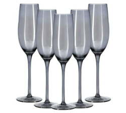 Hand Blown Champagne Flutes Glasses - Set Of 6