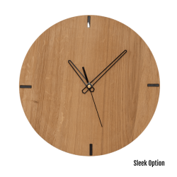 Mika Wall Clock In Oak - 300MM Dia Clear Varnish Sleek Black Second Hand