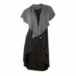 Black & Charcoal Two Tone Soft Knit Women's One Size Poly Blend Multiwear City Wrap On The Go